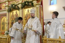 Великая вечерня  в Спасо-Преображенском кафедральном соборе 07 января 2018 г.